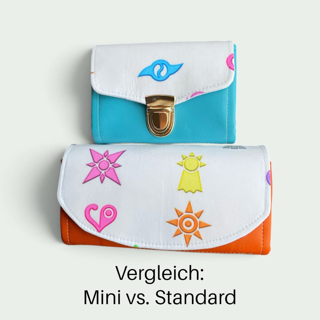 Schneckenschmiede Standard Portemonnaie und Mini Geldbörse mit bunten Anime-Symbolen und goldenem Verschluss