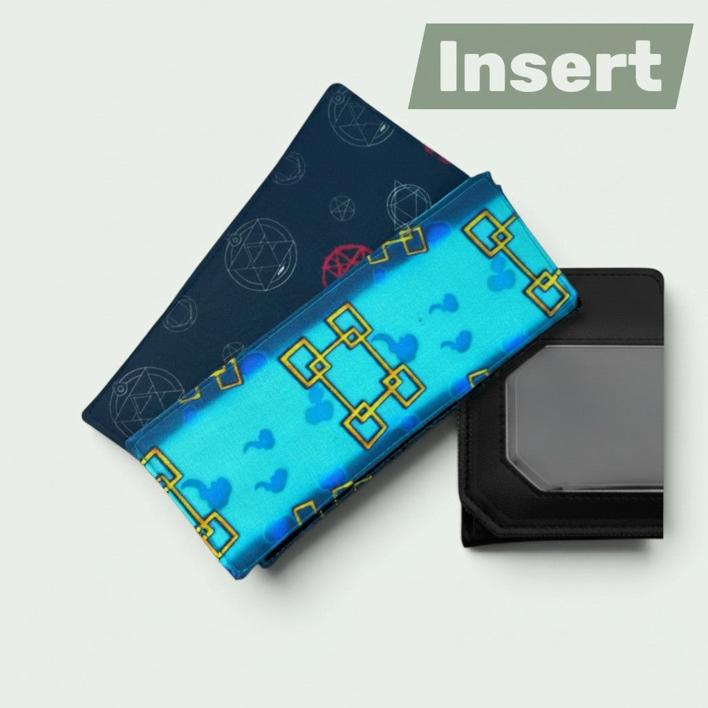 Schneckenschmiede doppelseitige Inserts für ITA Portemonnaie mit blauem Muster und geometrischen Details