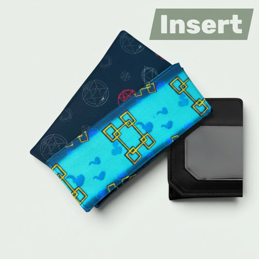 Schneckenschmiede doppelseitige Inserts für ITA Portemonnaie mit blauem Muster und geometrischen Details