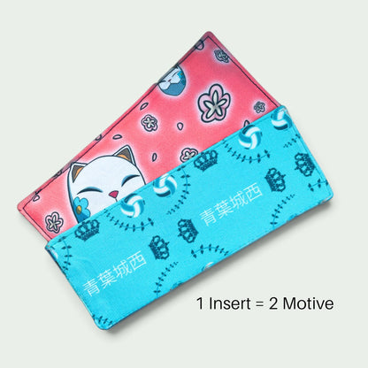 Schneckenschmiede doppelseitige Stoff-Inserts für ITA Portemonnaie mit rosa Katzen-Motiv und blauem Kronen-Muster