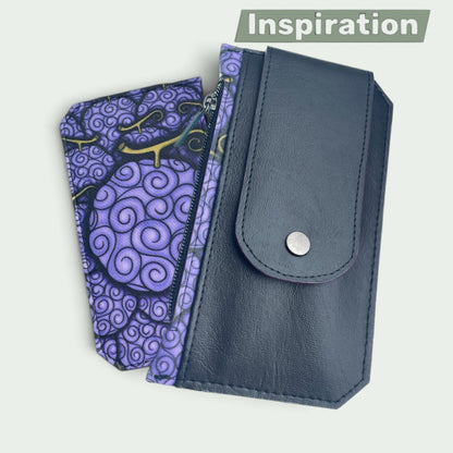 Schneckenschmiede Purse Pal Kartenetui aus Kunstleder mit lila Teufelsfrucht-Print und Reißverschluss