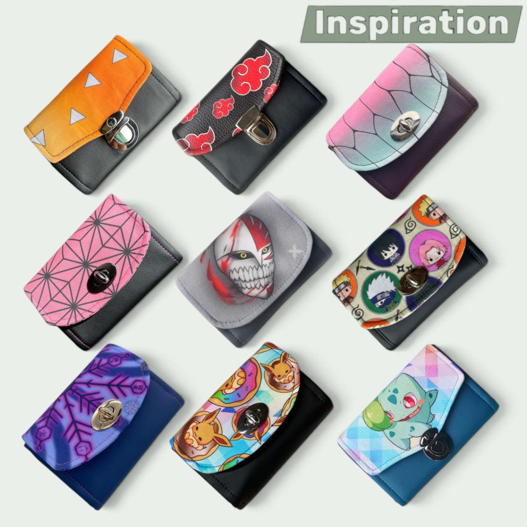 Schneckenschmiede Mini Portemonnaies mit verschiedenen Anime-Motiven, Kartenfächern und Drehverschluss
