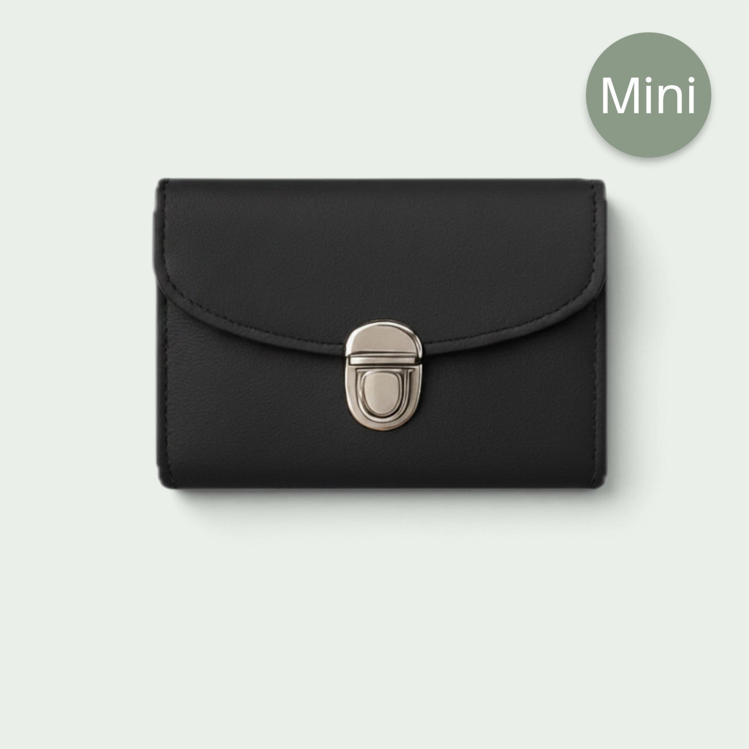 Schneckenschmiede Mini Portemonnaie in Schwarz mit silbernem Steckverschluss und kompaktem Design