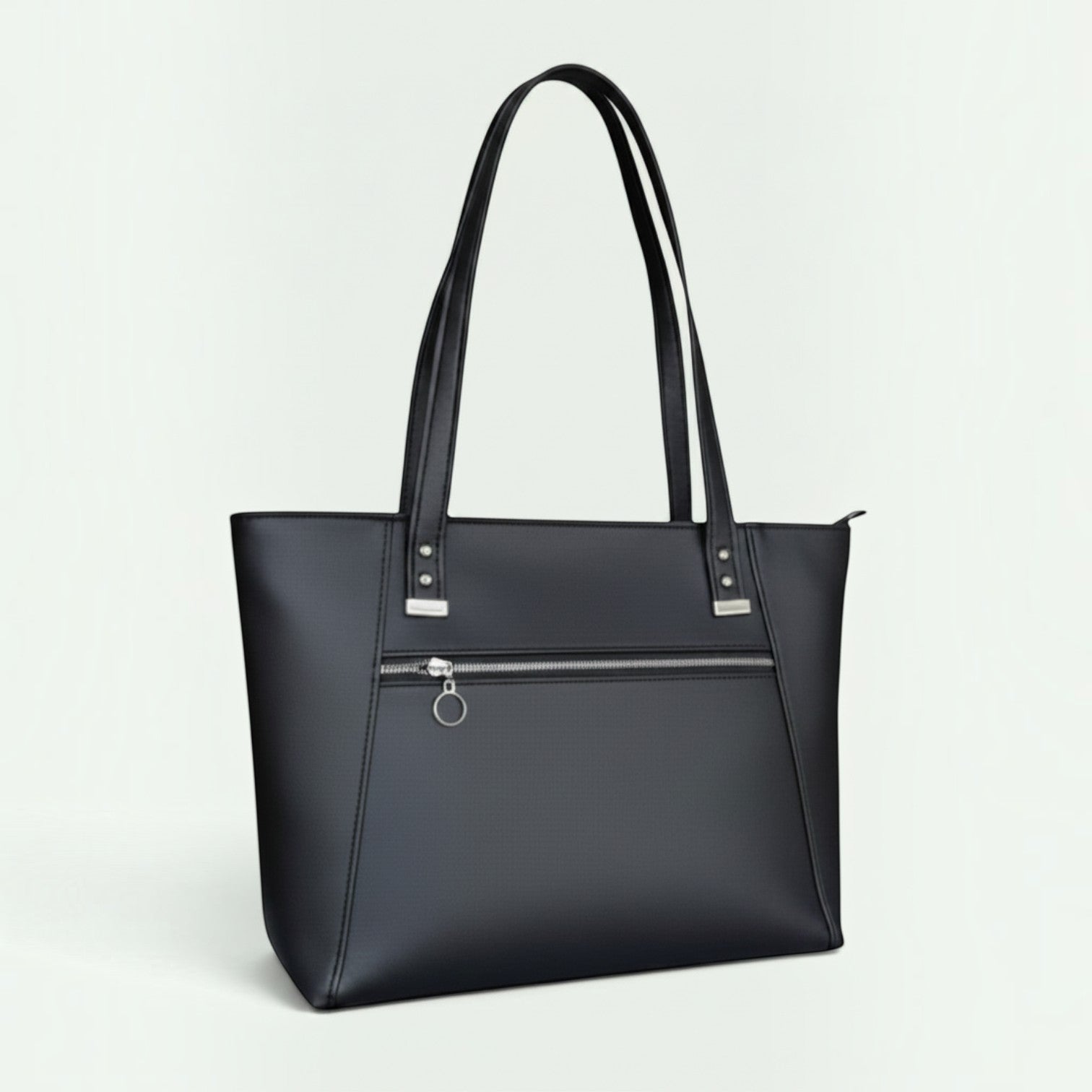 Schneckenschmiede Everyday Shopper Handtasche in Schwarz mit Reißverschluss und stabilen Henkeln aus Kunstleder