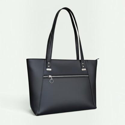 Schneckenschmiede Everyday Shopper Handtasche in Schwarz mit Reißverschluss und stabilen Henkeln aus Kunstleder