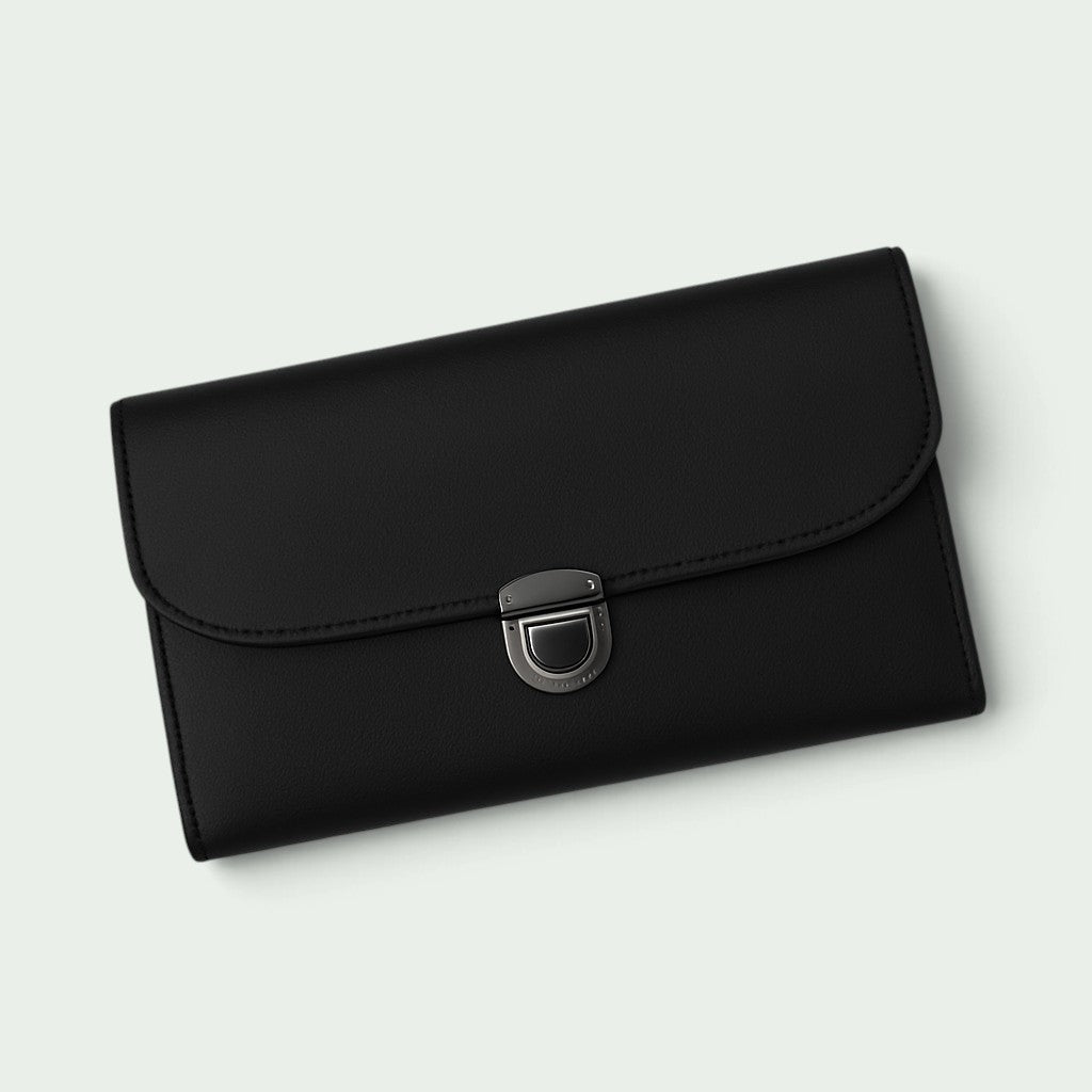 Schneckenschmiede Standard Portemonnaie in elegantem Schwarz mit silbernem Steckverschluss und hochwertiger Optik