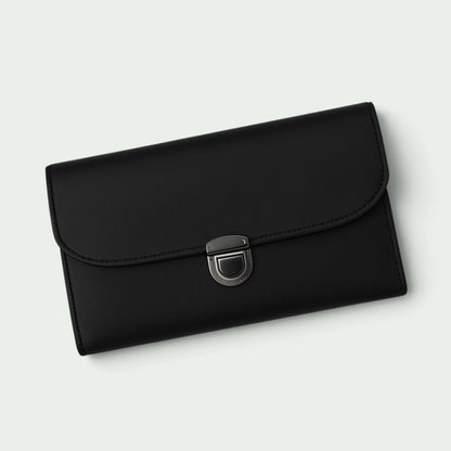 Schneckenschmiede Standard Portemonnaie in elegantem Schwarz mit silbernem Steckverschluss und hochwertiger Optik