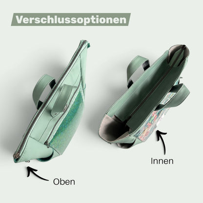 Schneckenschmiede Trailblazer Rucksack mit zwei Verschlussoptionen, mintgrünes Kunstleder und Reißverschluss.
