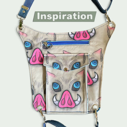 Schneckenschmiede Whippersnapper Hüfttasche mit Wildschwein-Print, blauen Details und praktischen Reißverschlussfächern